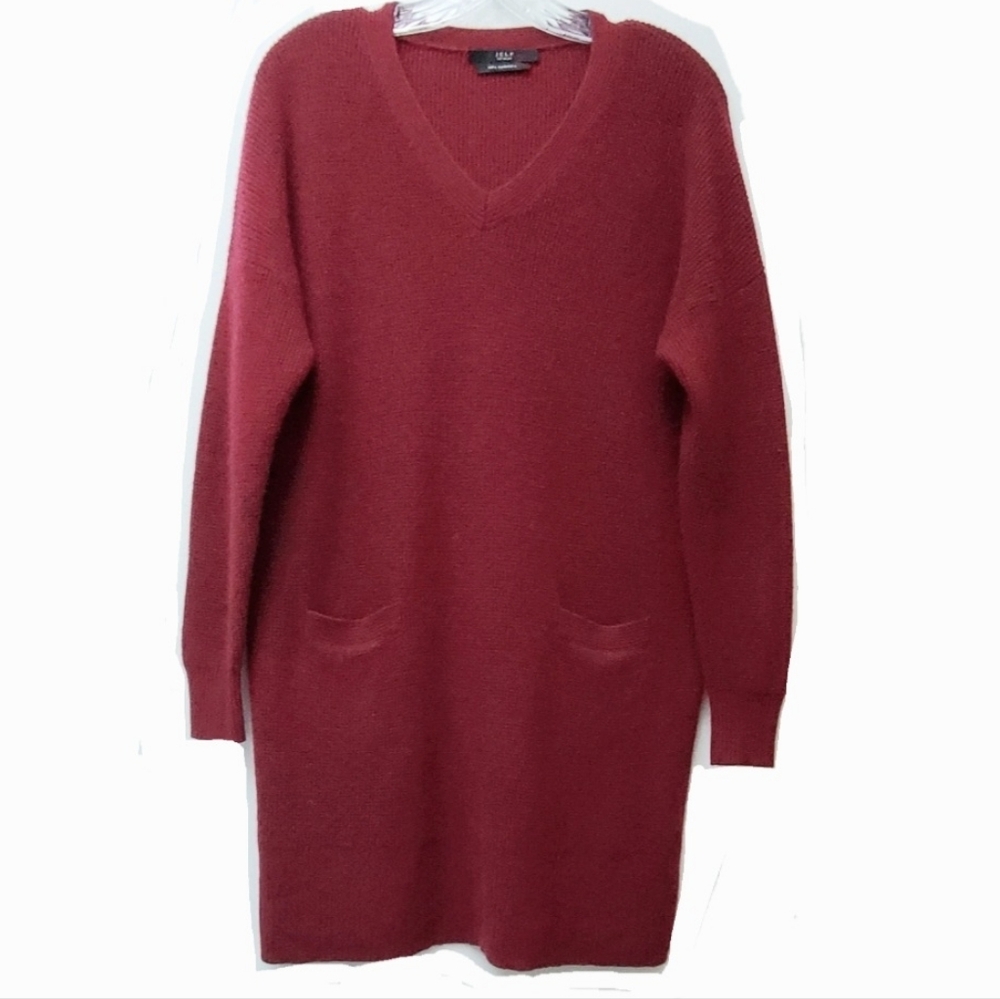 JCLP Burgundy Red 100% Cashmere Tunic Dress Size Large